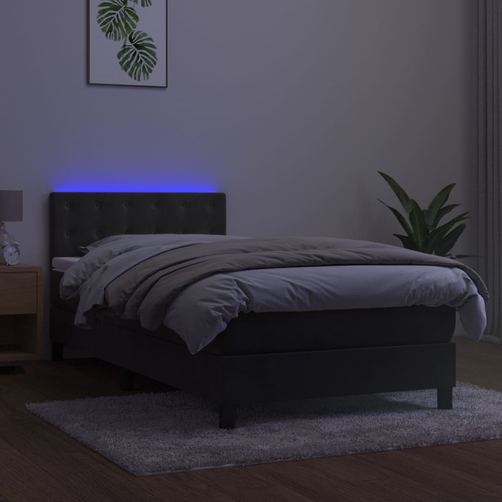 Boxspring met matras en LED fluweel donkergrijs 80x200 cm is nu te koop bij PeponiXL, paradijselijk wonen!