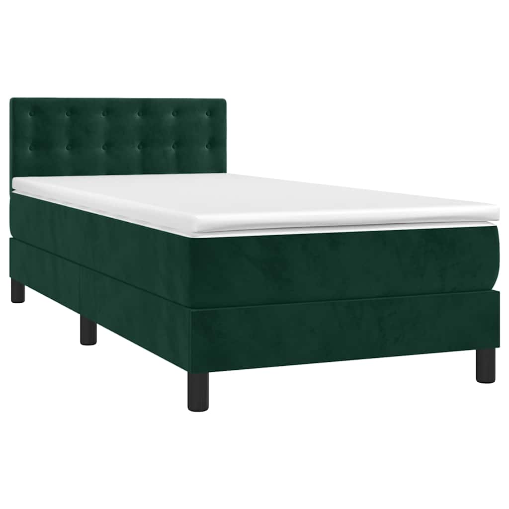 Boxspring met matras en LED fluweel donkergroen 80x200 cm is nu te koop bij PeponiXL, paradijselijk wonen!
