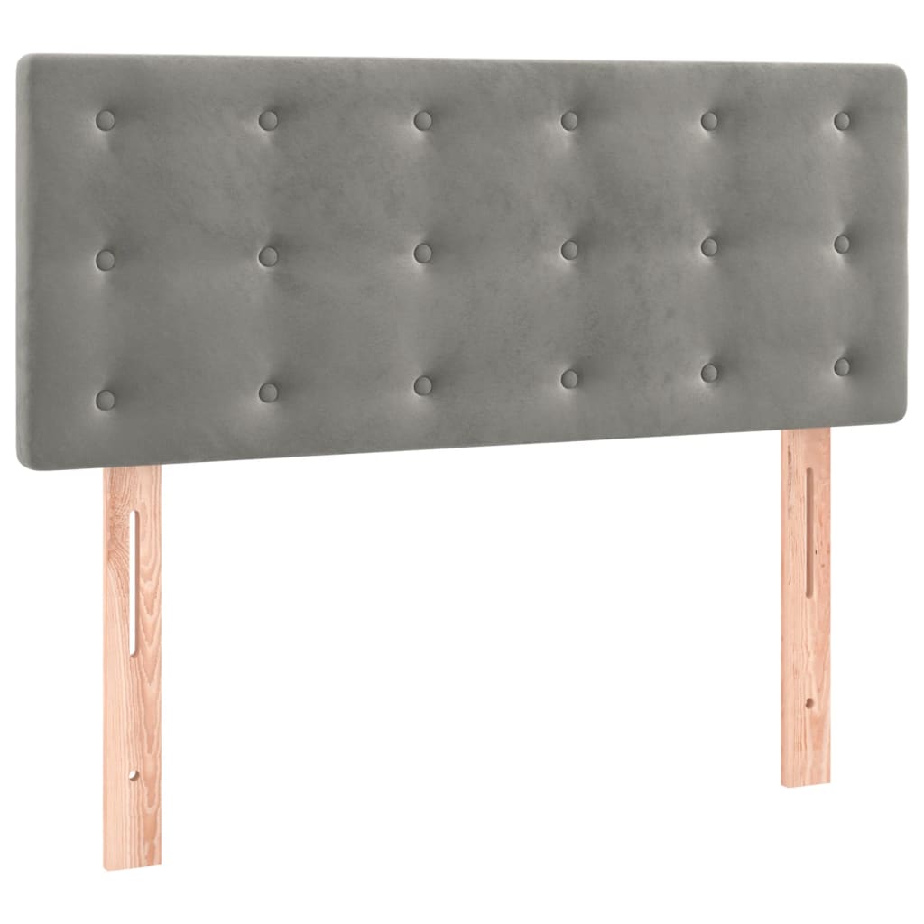 Boxspring met matras en LED fluweel lichtgrijs 90x190 cm is nu te koop bij PeponiXL, paradijselijk wonen!