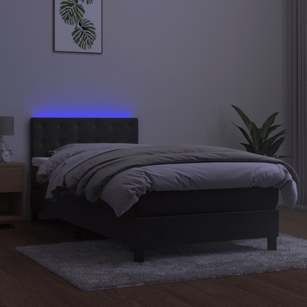 Boxspring met matras en LED fluweel donkergrijs 90x190 cm is nu te koop bij PeponiXL, paradijselijk wonen!