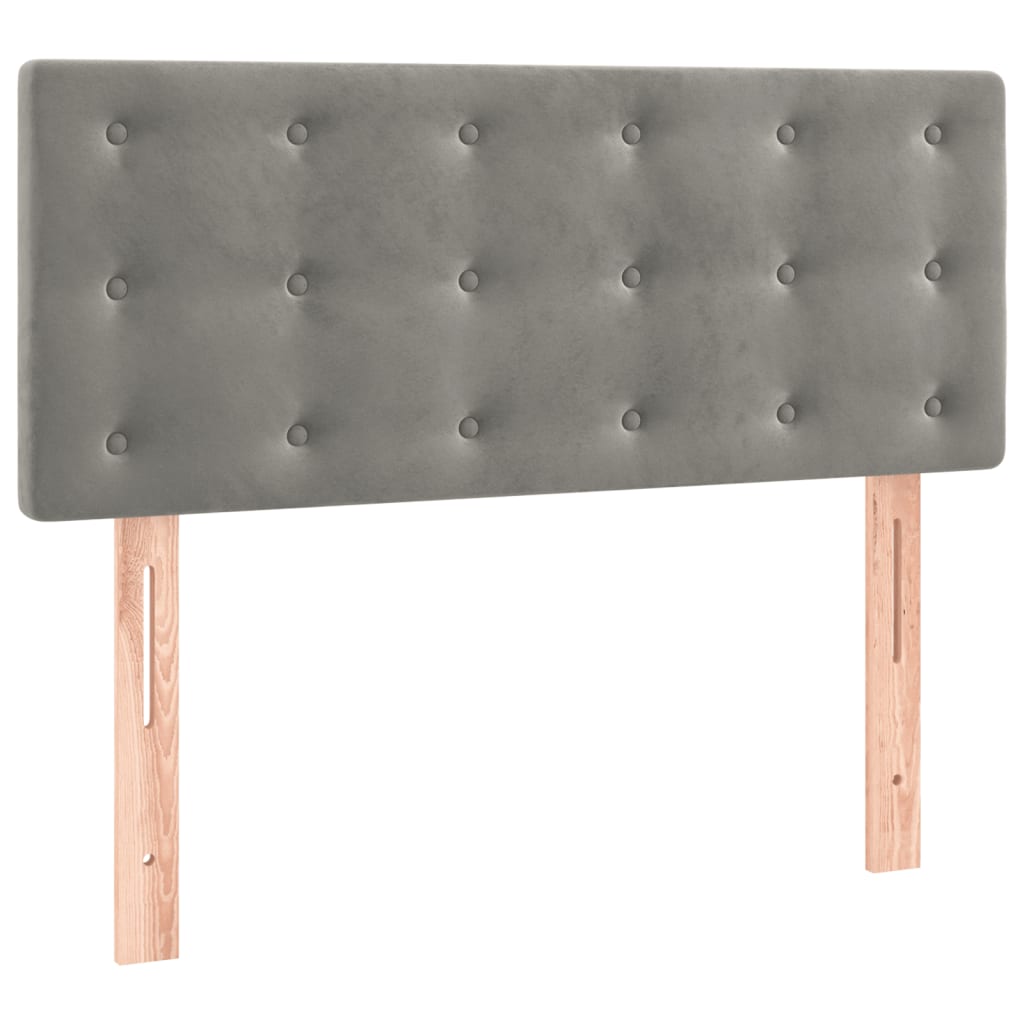Boxspring met matras en LED fluweel lichtgrijs 90x200 cm is nu te koop bij PeponiXL, paradijselijk wonen!