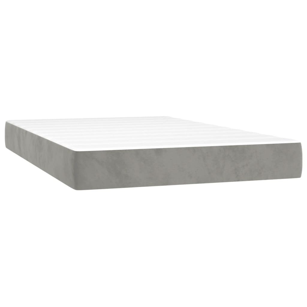 Boxspring met matras en LED fluweel lichtgrijs 120x200 cm is nu te koop bij PeponiXL, paradijselijk wonen!