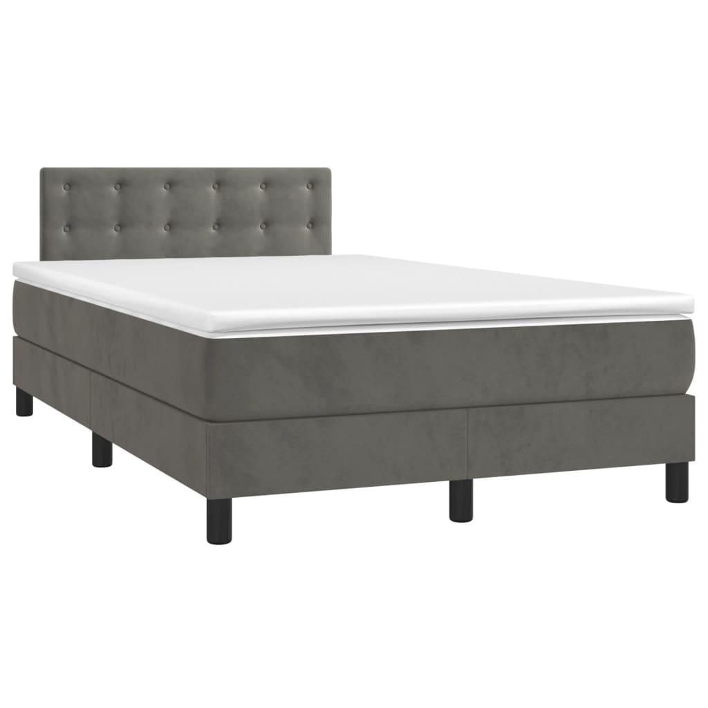 Boxspring met matras en LED fluweel donkergrijs 120x200 cm is nu te koop bij PeponiXL, paradijselijk wonen!