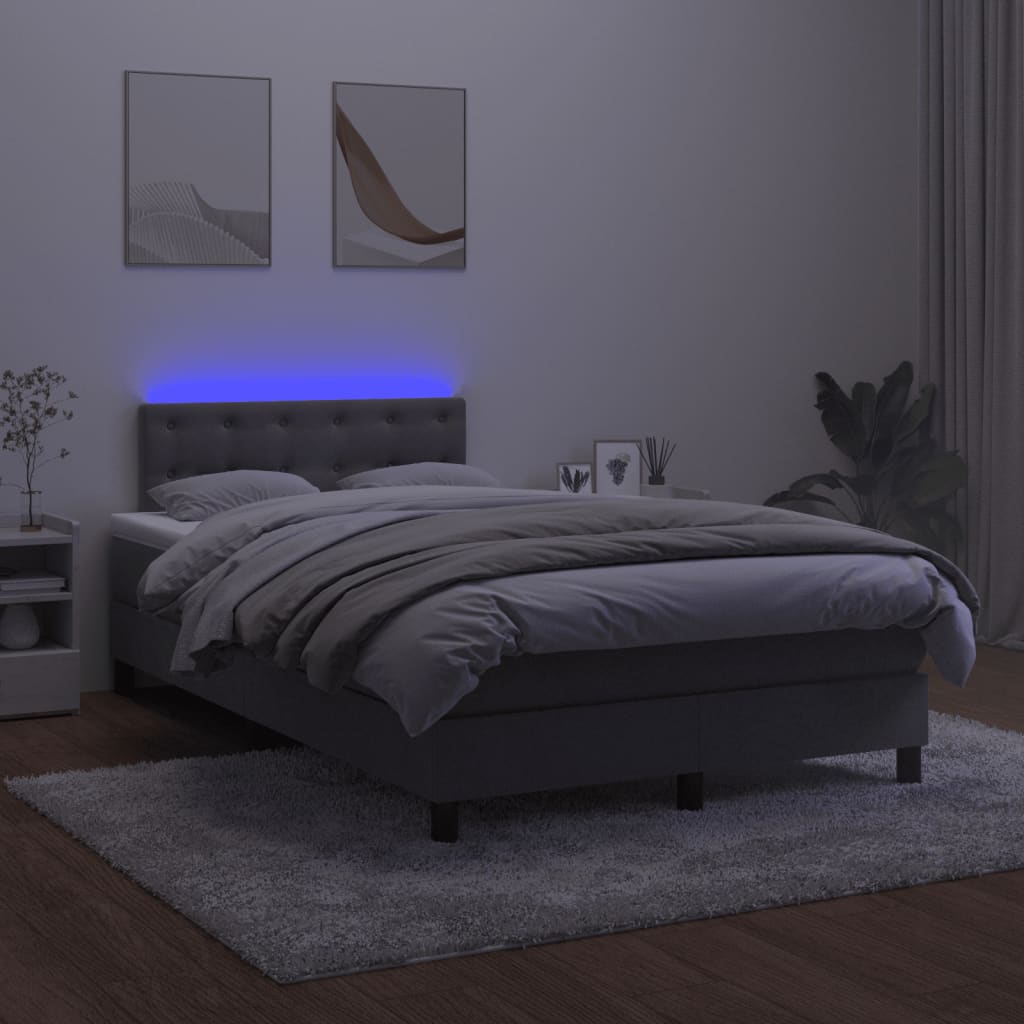 Boxspring met matras en LED fluweel donkergrijs 120x200 cm is nu te koop bij PeponiXL, paradijselijk wonen!