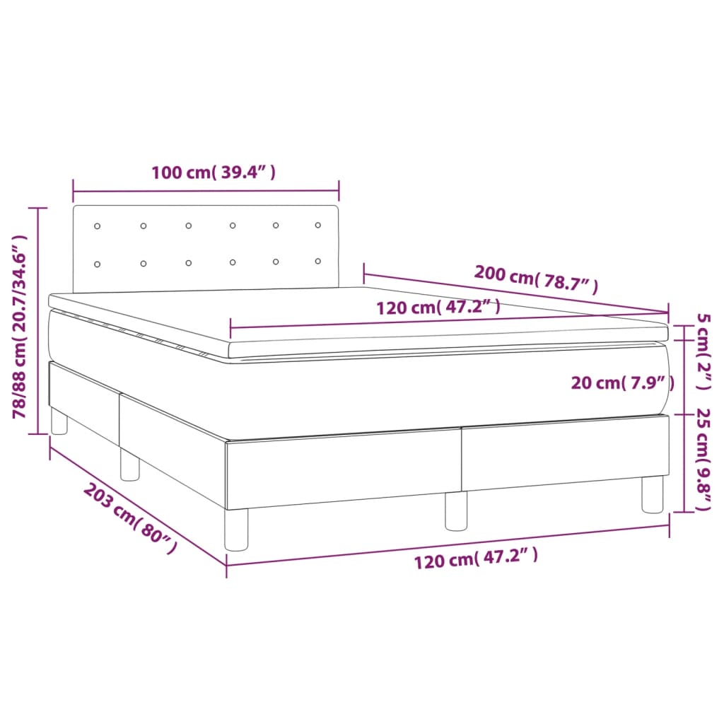 Boxspring met matras en LED fluweel donkergrijs 120x200 cm is nu te koop bij PeponiXL, paradijselijk wonen!