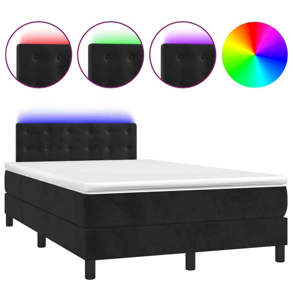 Boxspring met matras en LED fluweel zwart 120x200 cm is nu te koop bij PeponiXL, paradijselijk wonen!