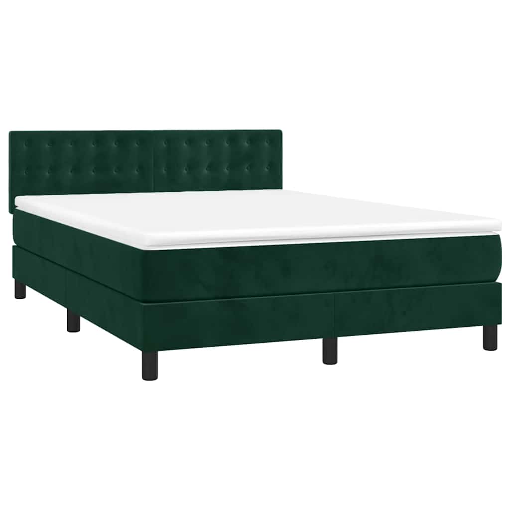 Boxspring met matras en LED fluweel donkergroen 140x190 cm is nu te koop bij PeponiXL, paradijselijk wonen!