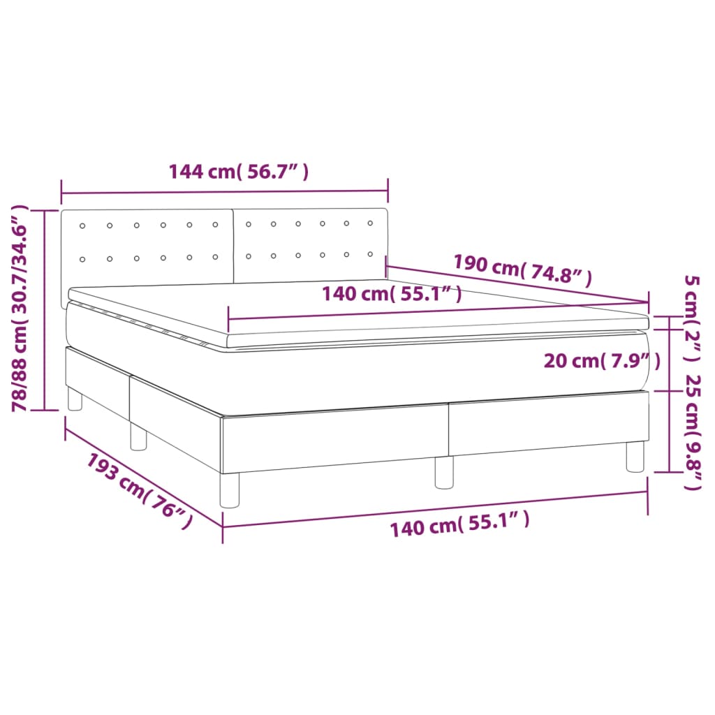 Boxspring met matras en LED fluweel roze 140x190 cm is nu te koop bij PeponiXL, paradijselijk wonen!