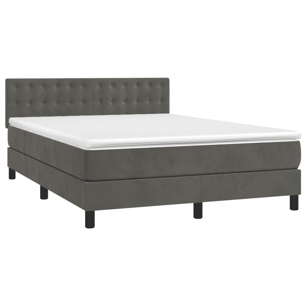 Boxspring met matras en LED fluweel donkergrijs 140x200 cm is nu te koop bij PeponiXL, paradijselijk wonen!