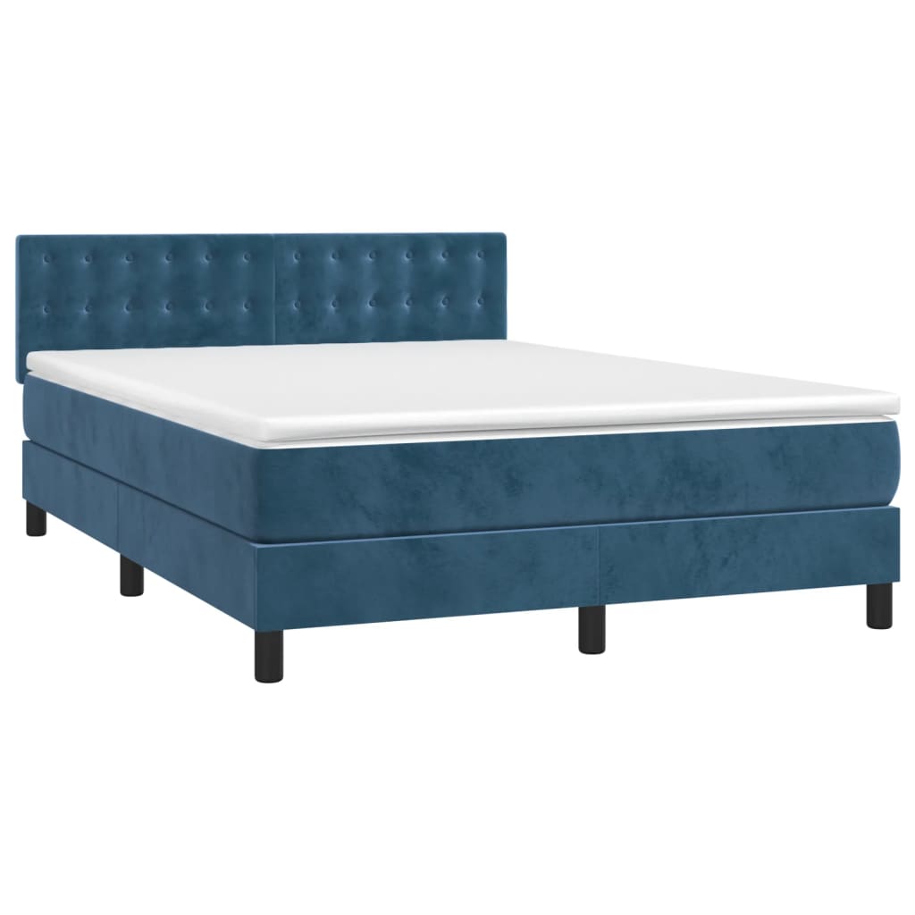 Boxspring met matras en LED fluweel donkerblauw 140x200 cm is nu te koop bij PeponiXL, paradijselijk wonen!