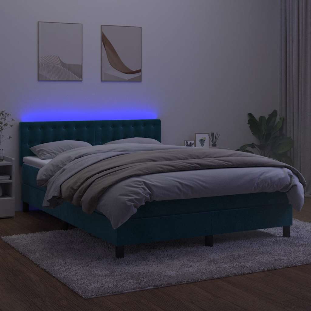Boxspring met matras en LED fluweel donkerblauw 140x200 cm is nu te koop bij PeponiXL, paradijselijk wonen!