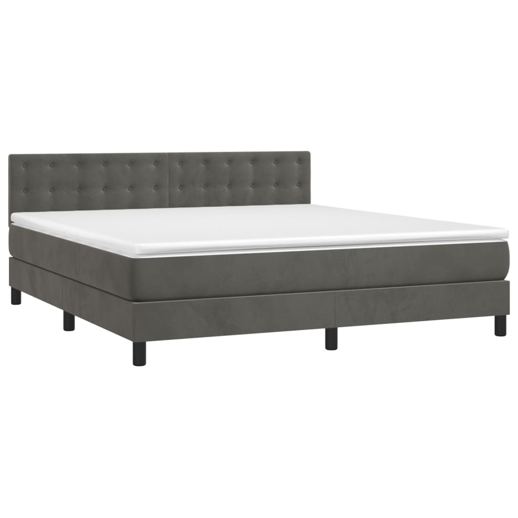Boxspring met matras en LED fluweel donkergrijs 160x200 cm is nu te koop bij PeponiXL, paradijselijk wonen!