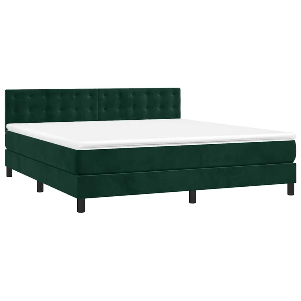 Boxspring met matras en LED fluweel donkergroen 160x200 cm is nu te koop bij PeponiXL, paradijselijk wonen!