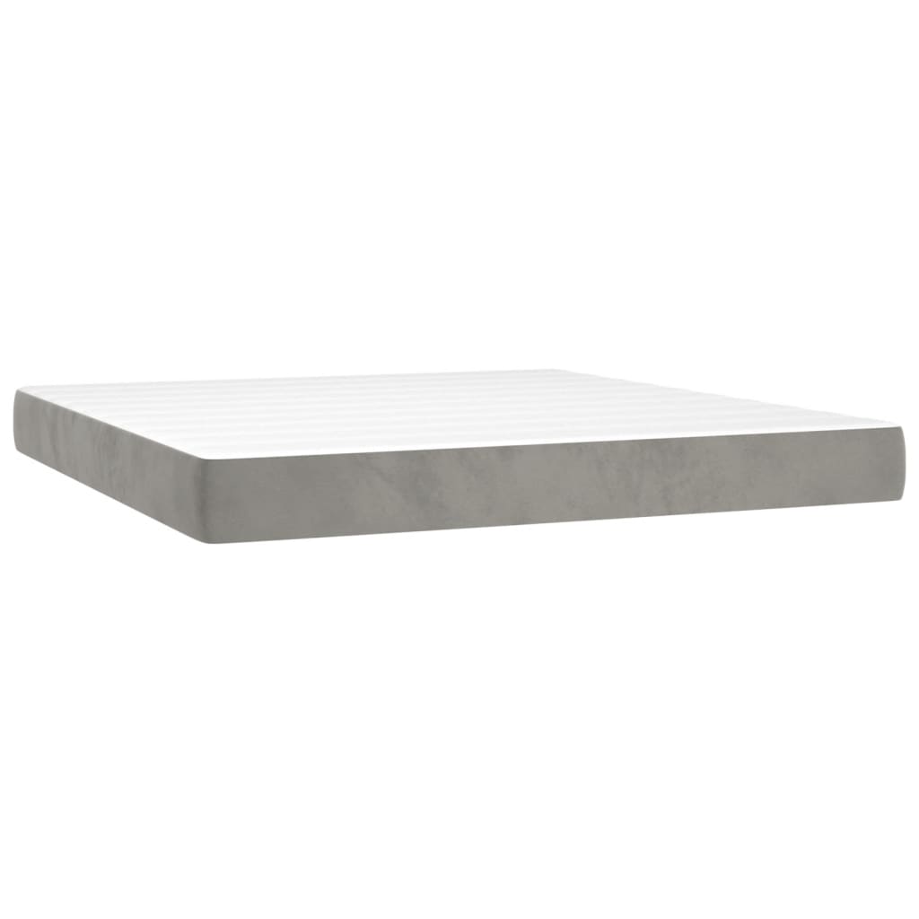 Boxspring met matras en LED fluweel lichtgrijs 180x200 cm is nu te koop bij PeponiXL, paradijselijk wonen!