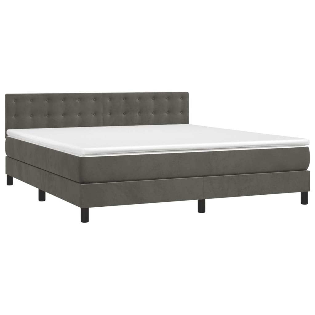 Boxspring met matras en LED fluweel donkergrijs 180x200 cm is nu te koop bij PeponiXL, paradijselijk wonen!