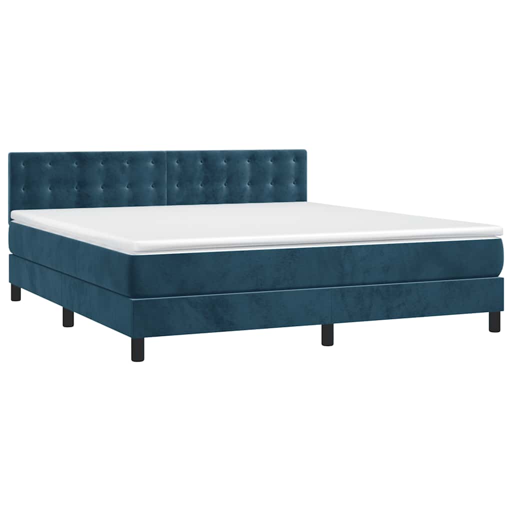 Boxspring met matras en LED fluweel donkerblauw 180x200 cm is nu te koop bij PeponiXL, paradijselijk wonen!