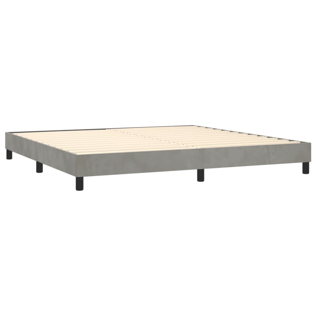 Boxspring met matras en LED fluweel lichtgrijs 200x200 cm is nu te koop bij PeponiXL, paradijselijk wonen!