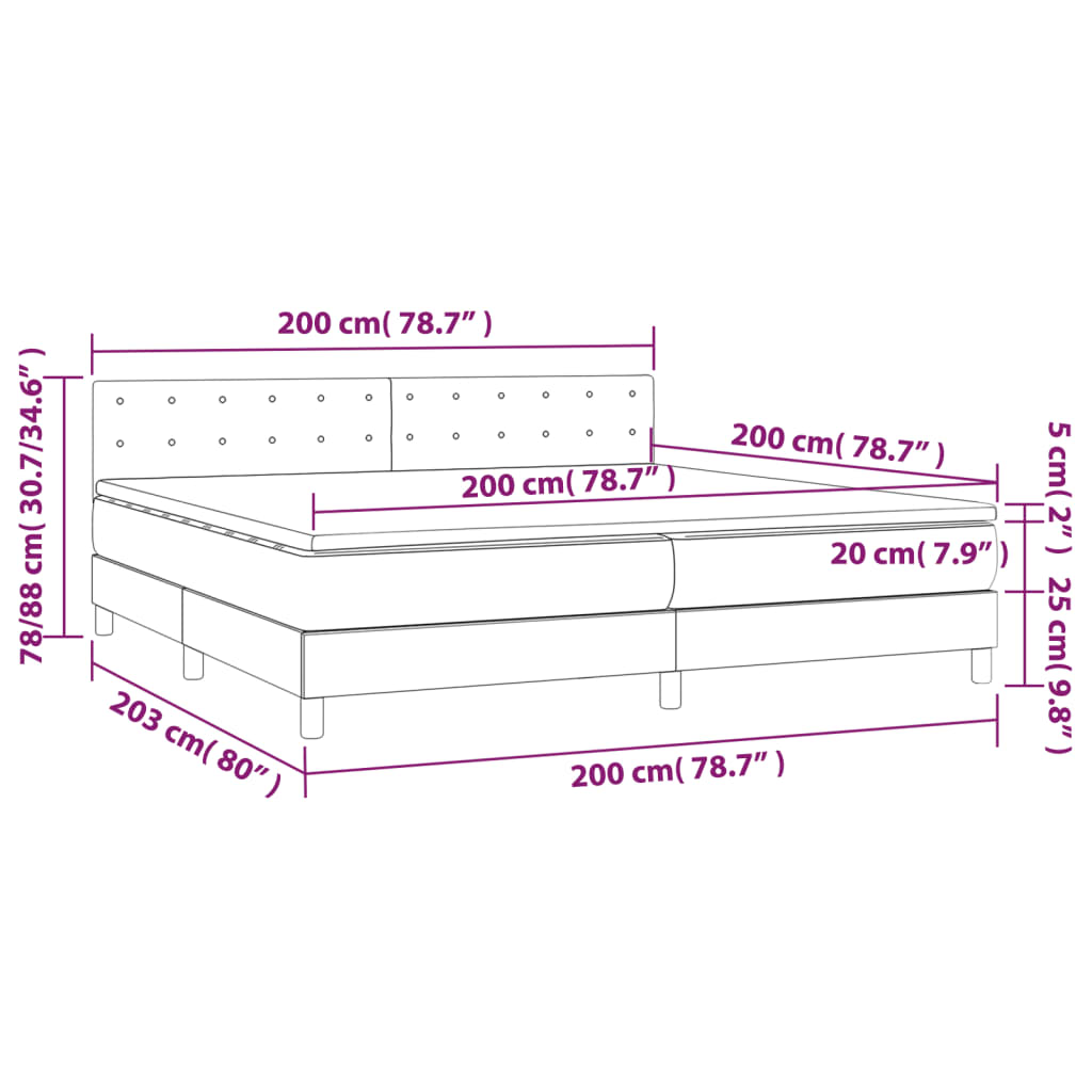 Boxspring met matras en LED fluweel lichtgrijs 200x200 cm is nu te koop bij PeponiXL, paradijselijk wonen!