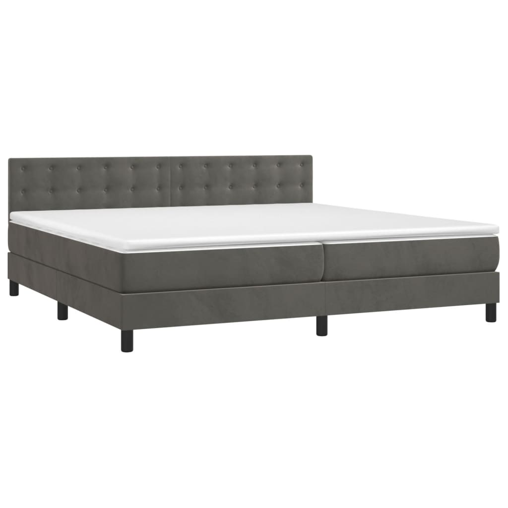 Boxspring met matras en LED fluweel donkergrijs 200x200 cm is nu te koop bij PeponiXL, paradijselijk wonen!