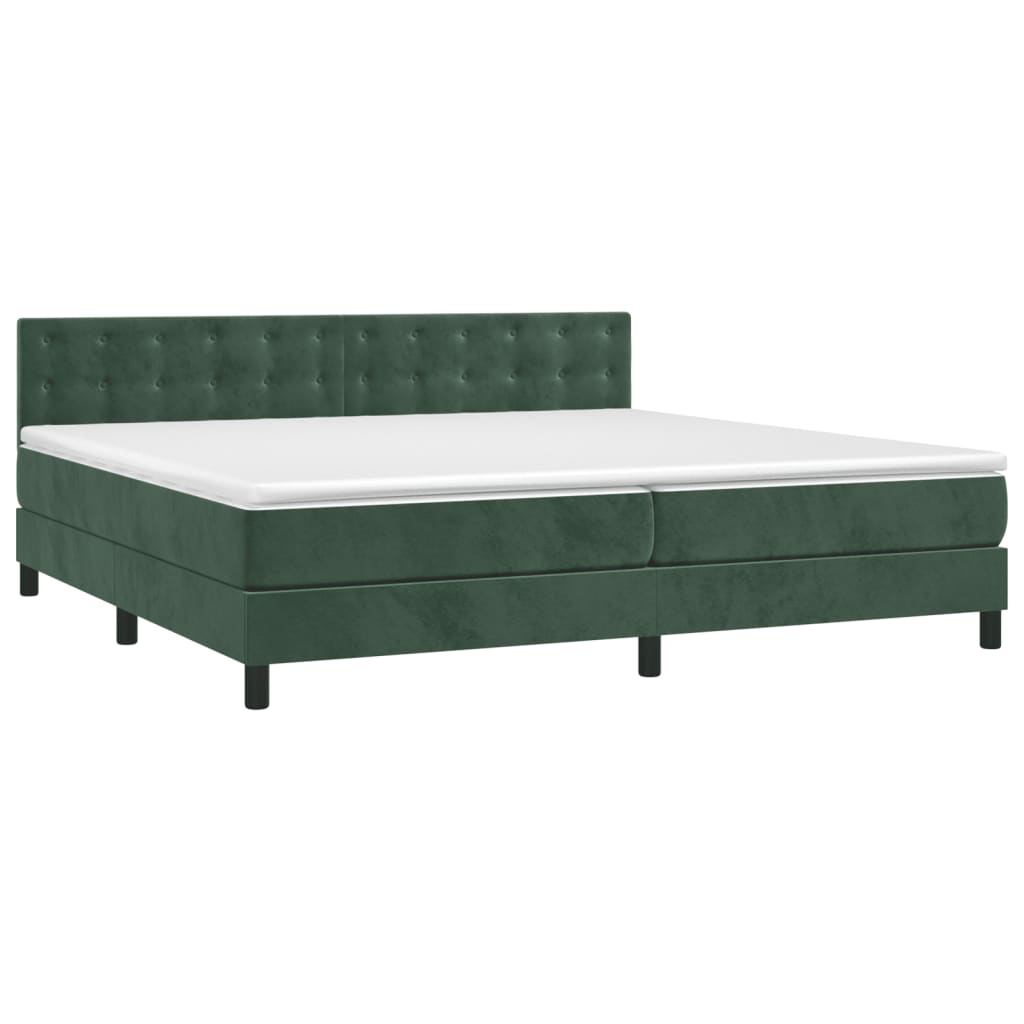Boxspring met matras en LED fluweel donkergroen 200x200 cm is nu te koop bij PeponiXL, paradijselijk wonen!