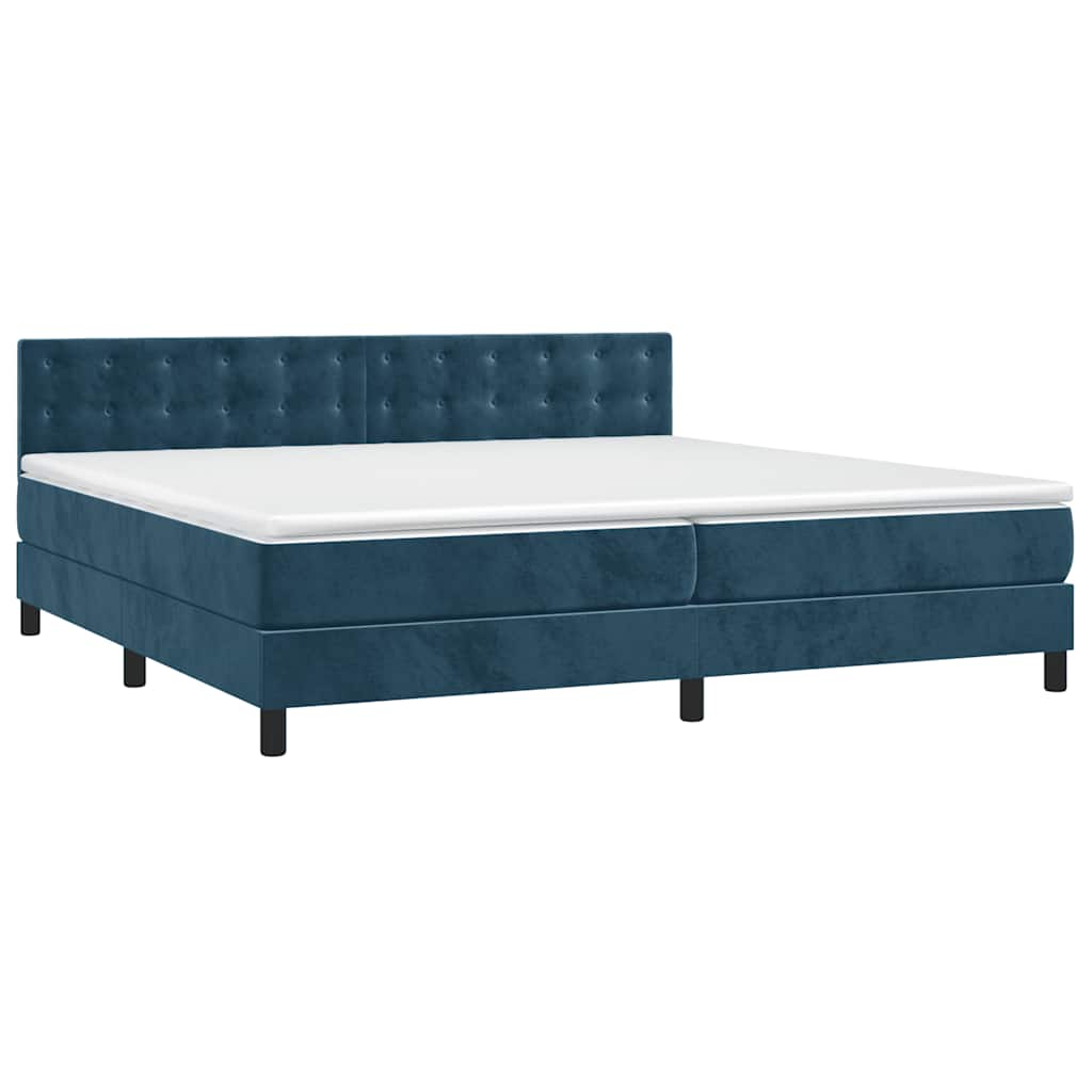 Boxspring met matras en LED fluweel donkerblauw 200x200 cm is nu te koop bij PeponiXL, paradijselijk wonen!