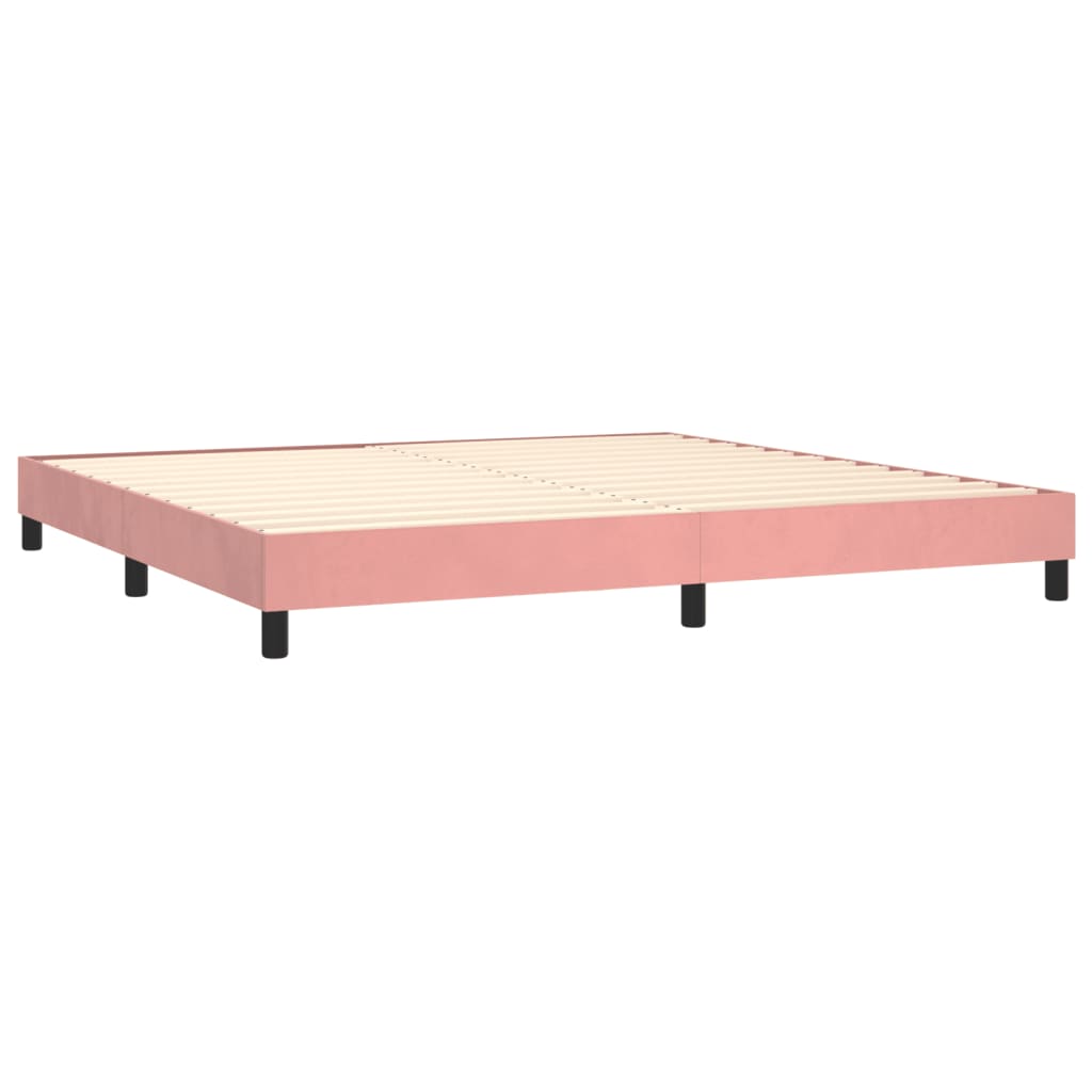 Boxspring met matras en LED fluweel roze 200x200 cm is nu te koop bij PeponiXL, paradijselijk wonen!