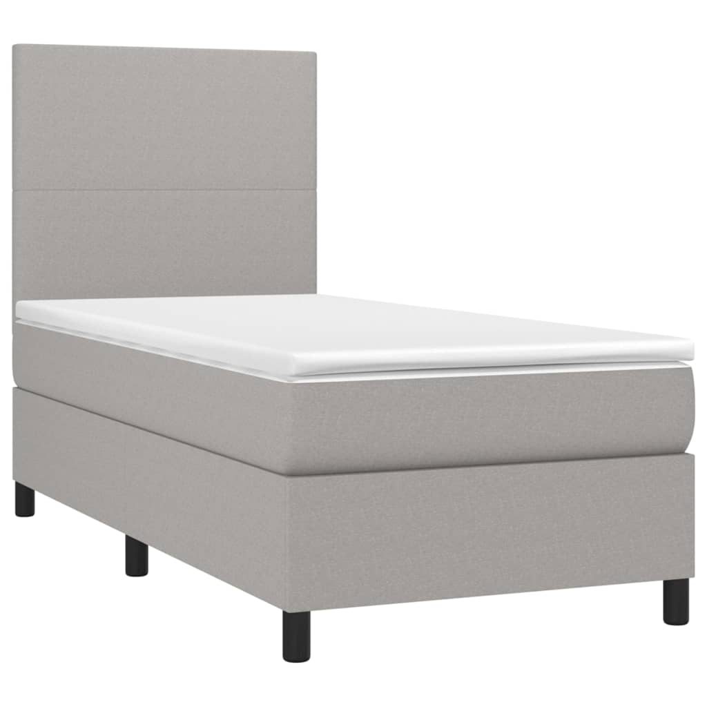 Boxspring met matras en LED stof lichtgrijs 80x200 cm is nu te koop bij PeponiXL, paradijselijk wonen!