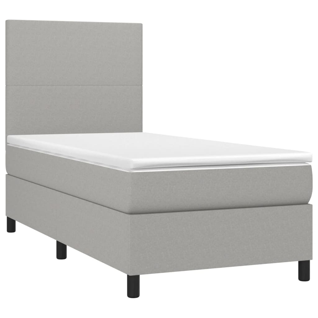 Boxspring met matras en LED stof lichtgrijs 90x200 cm is nu te koop bij PeponiXL, paradijselijk wonen!