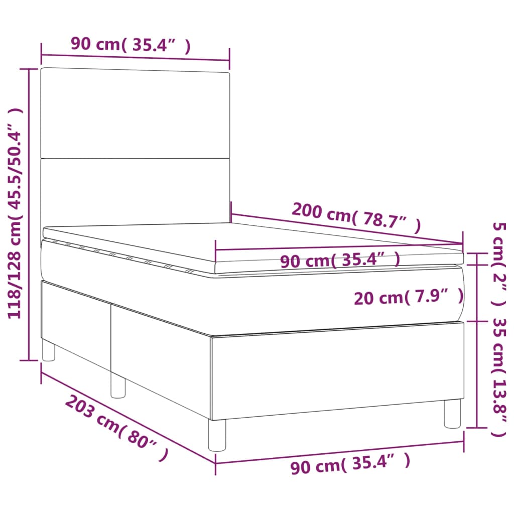 Boxspring met matras en LED stof blauw 90x200 cm is nu te koop bij PeponiXL, paradijselijk wonen!
