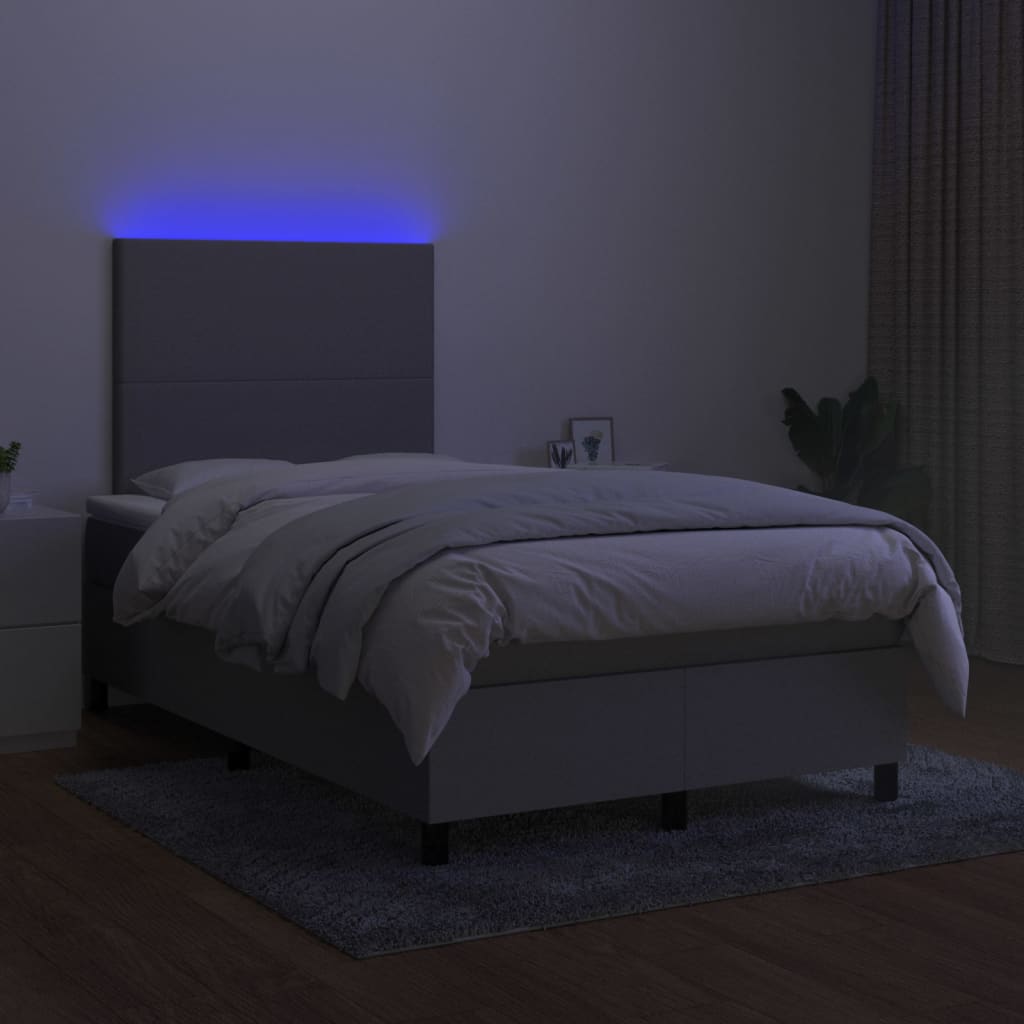 Boxspring met matras en LED stof lichtgrijs 120x200 cm is nu te koop bij PeponiXL, paradijselijk wonen!