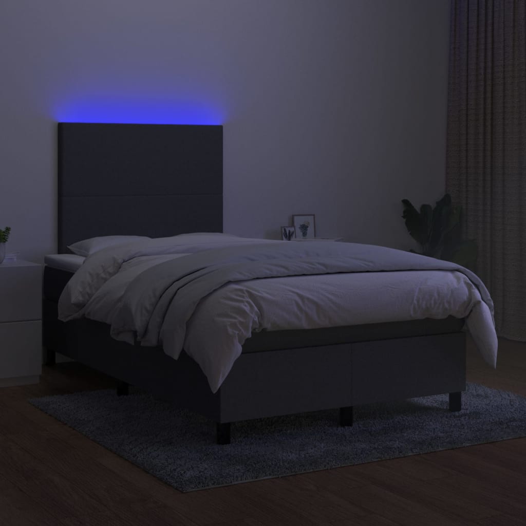 Boxspring met matras en LED stof donkergrijs 120x200 cm is nu te koop bij PeponiXL, paradijselijk wonen!
