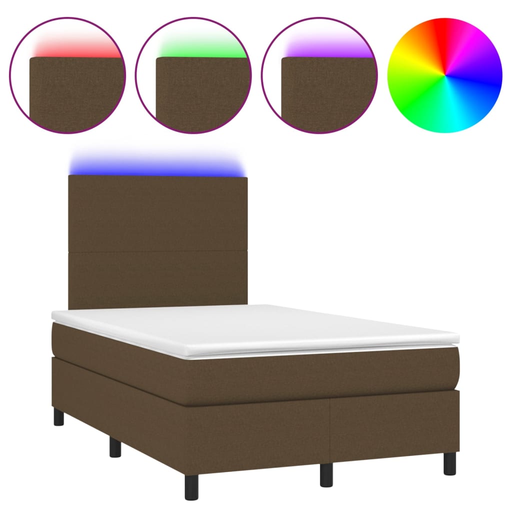 Boxspring met matras en LED stof donkerbruin 120x200 cm is nu te koop bij PeponiXL, paradijselijk wonen!