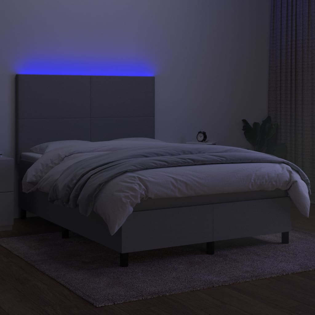 Boxspring met matras en LED stof lichtgrijs 140x190 cm is nu te koop bij PeponiXL, paradijselijk wonen!