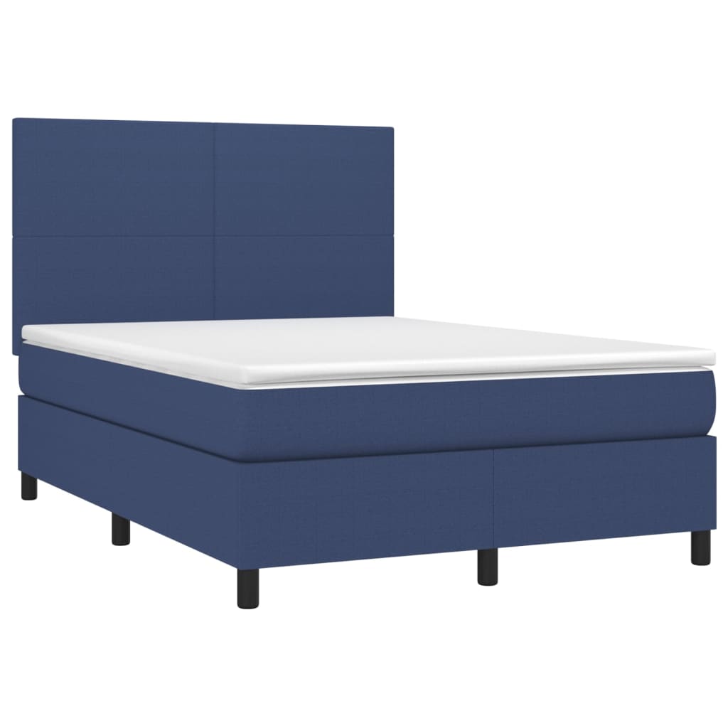 Boxspring met matras en LED stof blauw 140x190 cm is nu te koop bij PeponiXL, paradijselijk wonen!