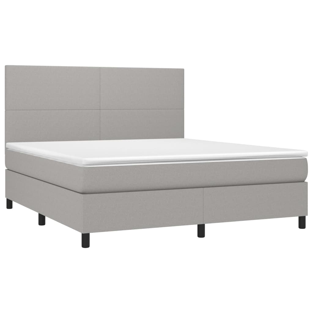 Boxspring met matras en LED stof lichtgrijs 160x200 cm is nu te koop bij PeponiXL, paradijselijk wonen!