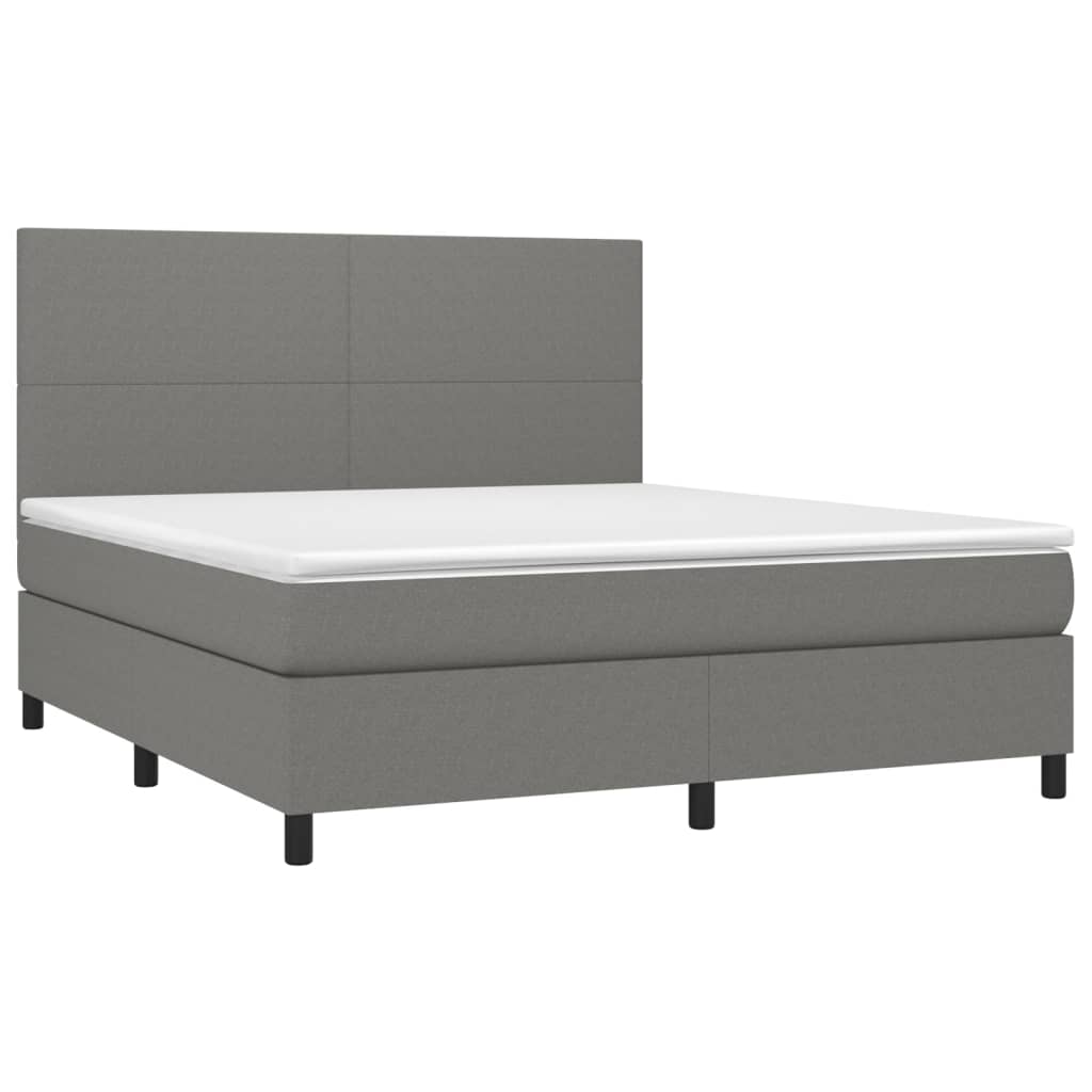Boxspring met matras en LED stof donkergrijs 160x200 cm is nu te koop bij PeponiXL, paradijselijk wonen!