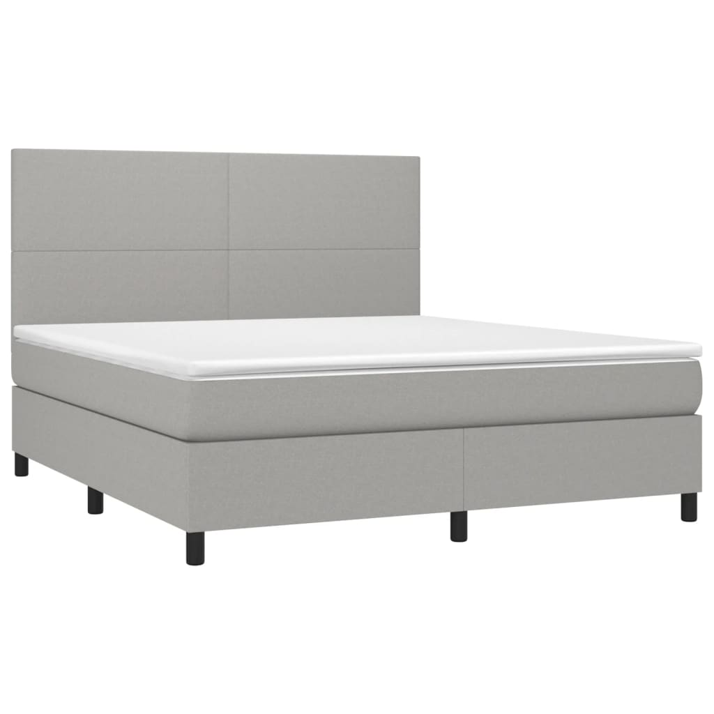 Boxspring met matras en LED stof lichtgrijs 180x200 cm is nu te koop bij PeponiXL, paradijselijk wonen!