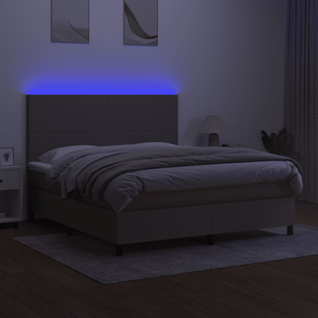 Boxspring met matras en LED stof taupe 180x200 cm is nu te koop bij PeponiXL, paradijselijk wonen!