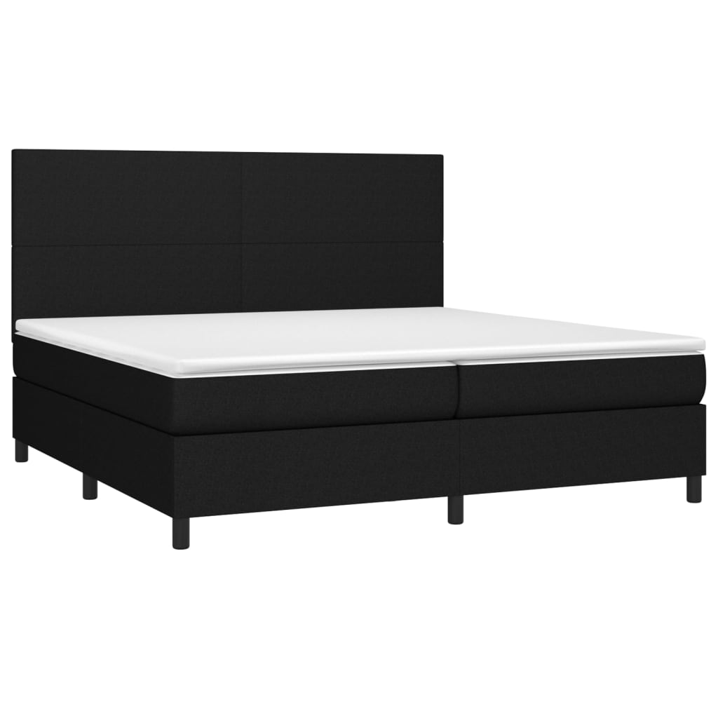 Boxspring met matras en LED stof zwart 200x200 cm is nu te koop bij PeponiXL, paradijselijk wonen!
