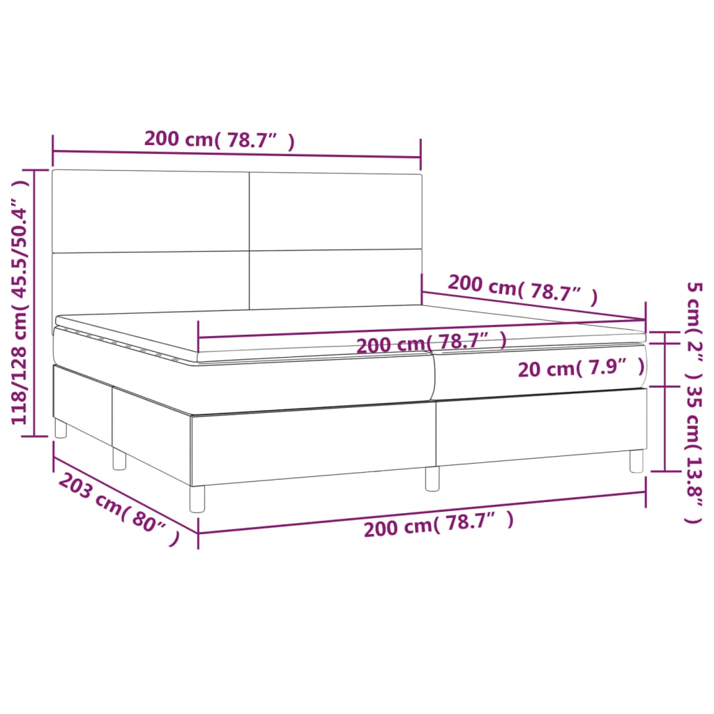 Boxspring met matras en LED stof zwart 200x200 cm is nu te koop bij PeponiXL, paradijselijk wonen!