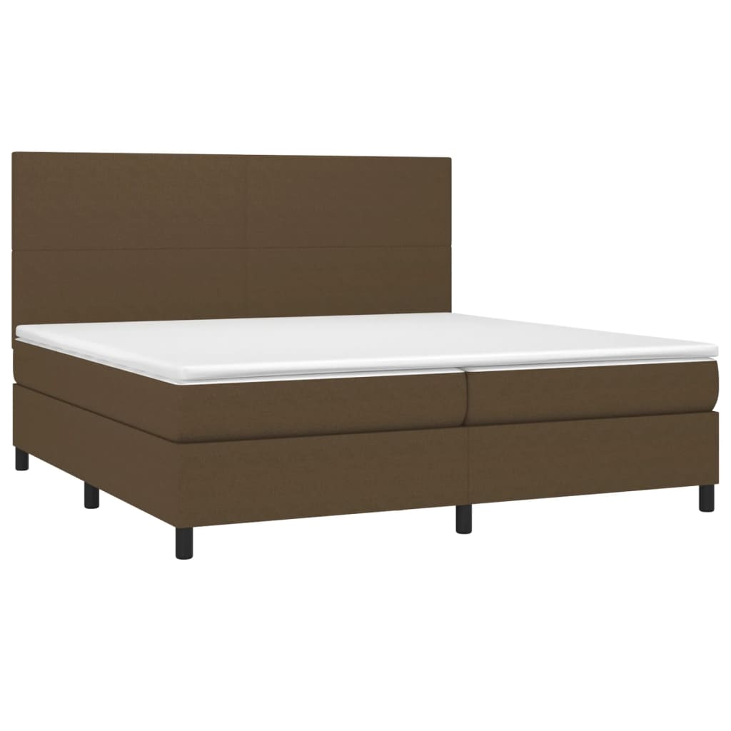 Boxspring met matras en LED stof donkerbruin 200x200 cm is nu te koop bij PeponiXL, paradijselijk wonen!