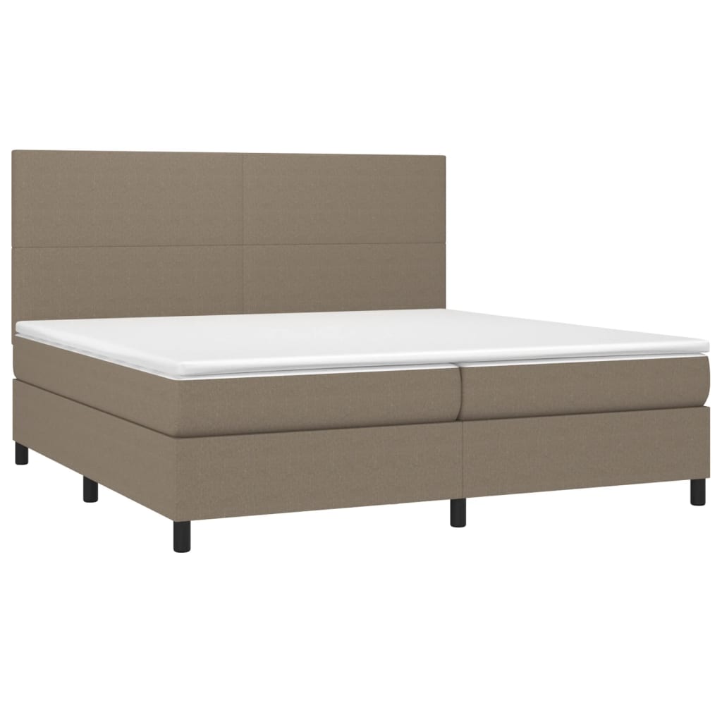 Boxspring met matras en LED stof taupe 200x200 cm is nu te koop bij PeponiXL, paradijselijk wonen!