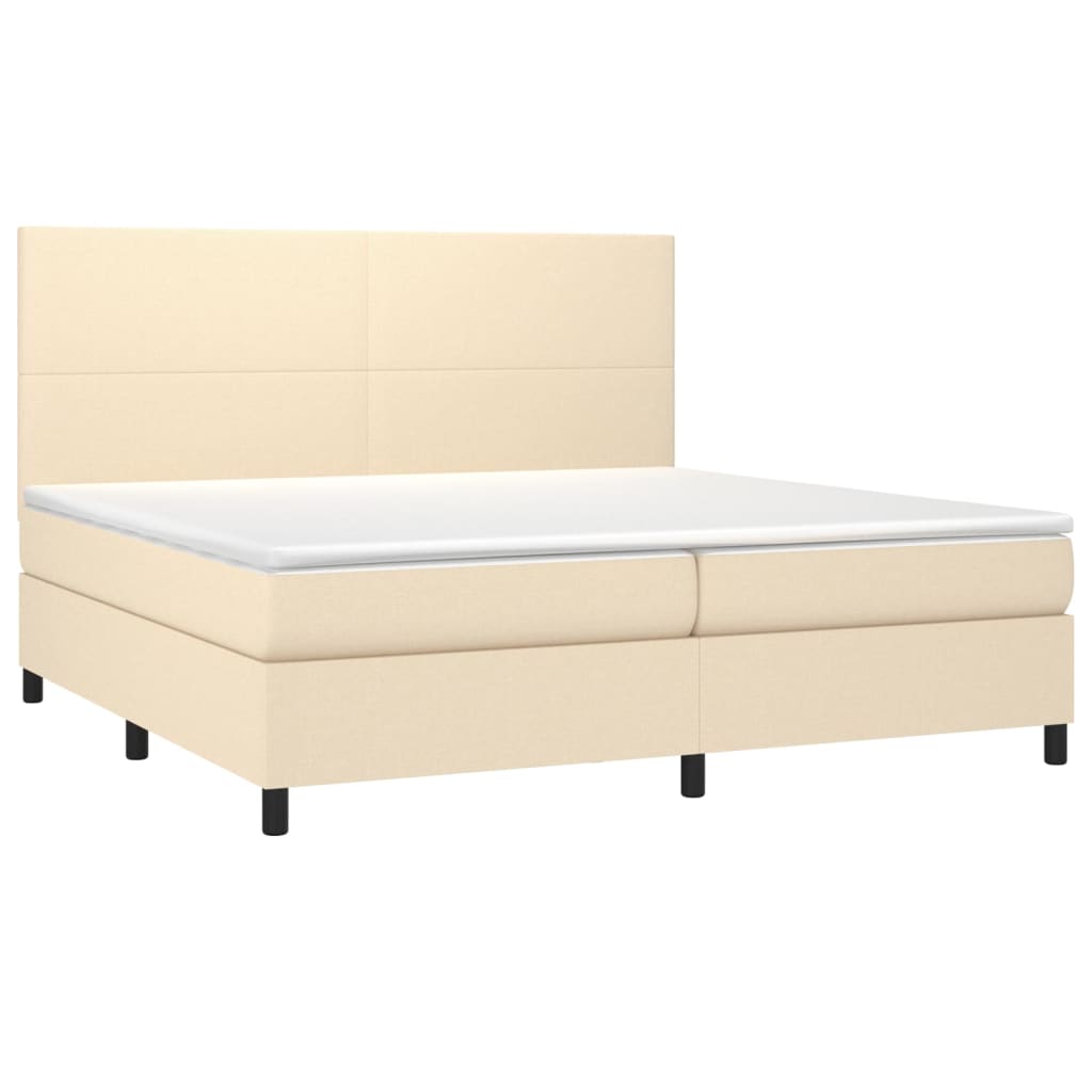 Boxspring met matras en LED stof crèmekleurig 200x200 cm is nu te koop bij PeponiXL, paradijselijk wonen!