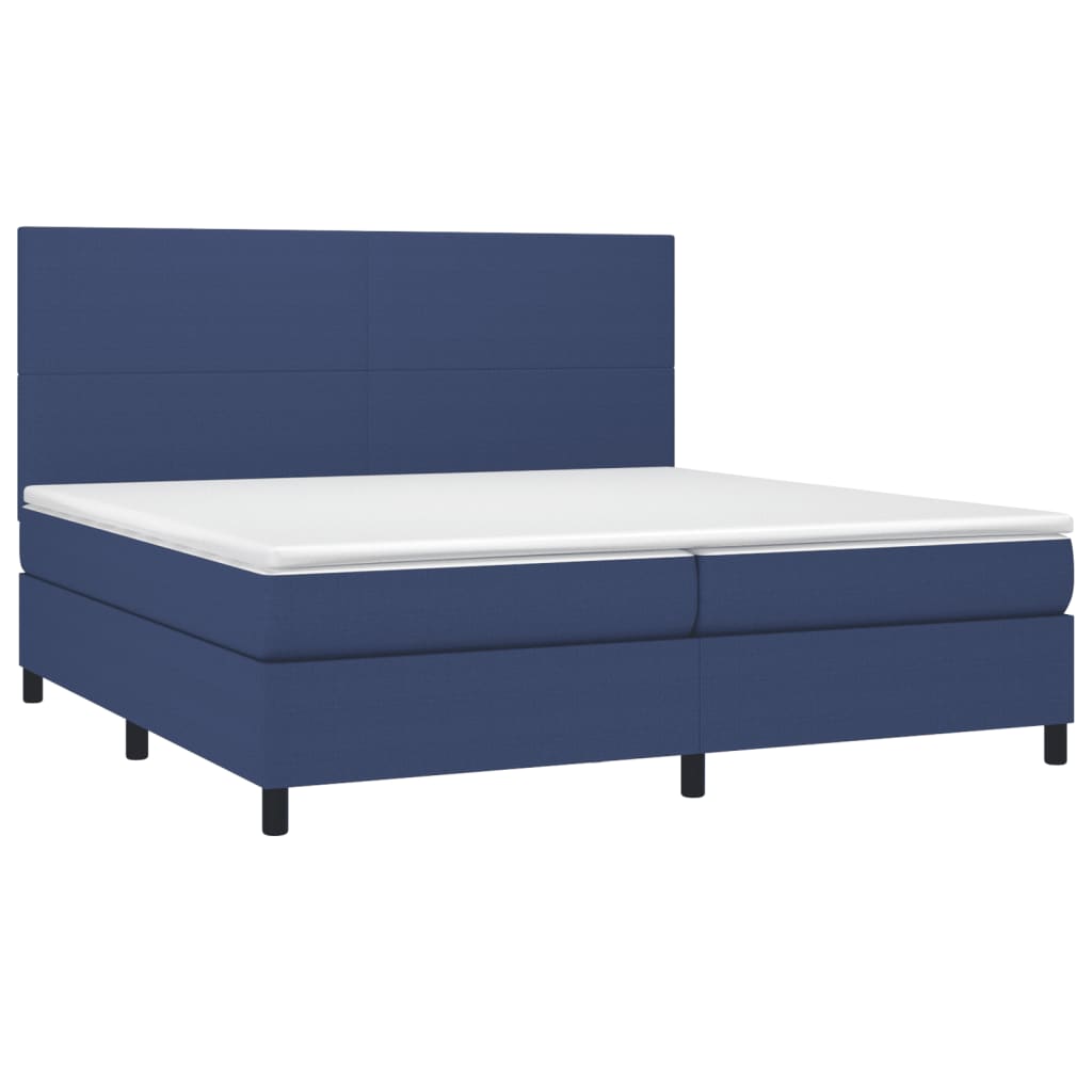 Boxspring met matras en LED stof blauw 200x200 cm is nu te koop bij PeponiXL, paradijselijk wonen!