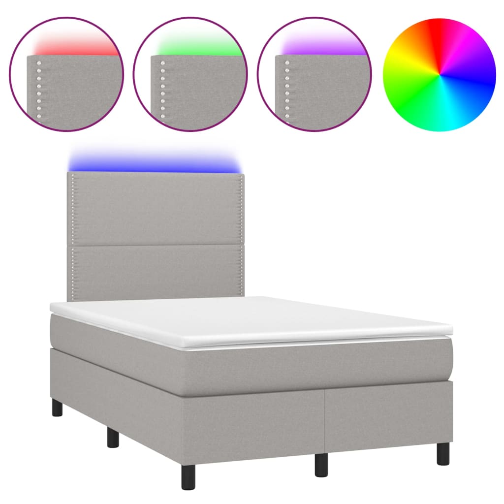 Boxspring met matras en LED stof lichtgrijs 120x200 cm is nu te koop bij PeponiXL, paradijselijk wonen!
