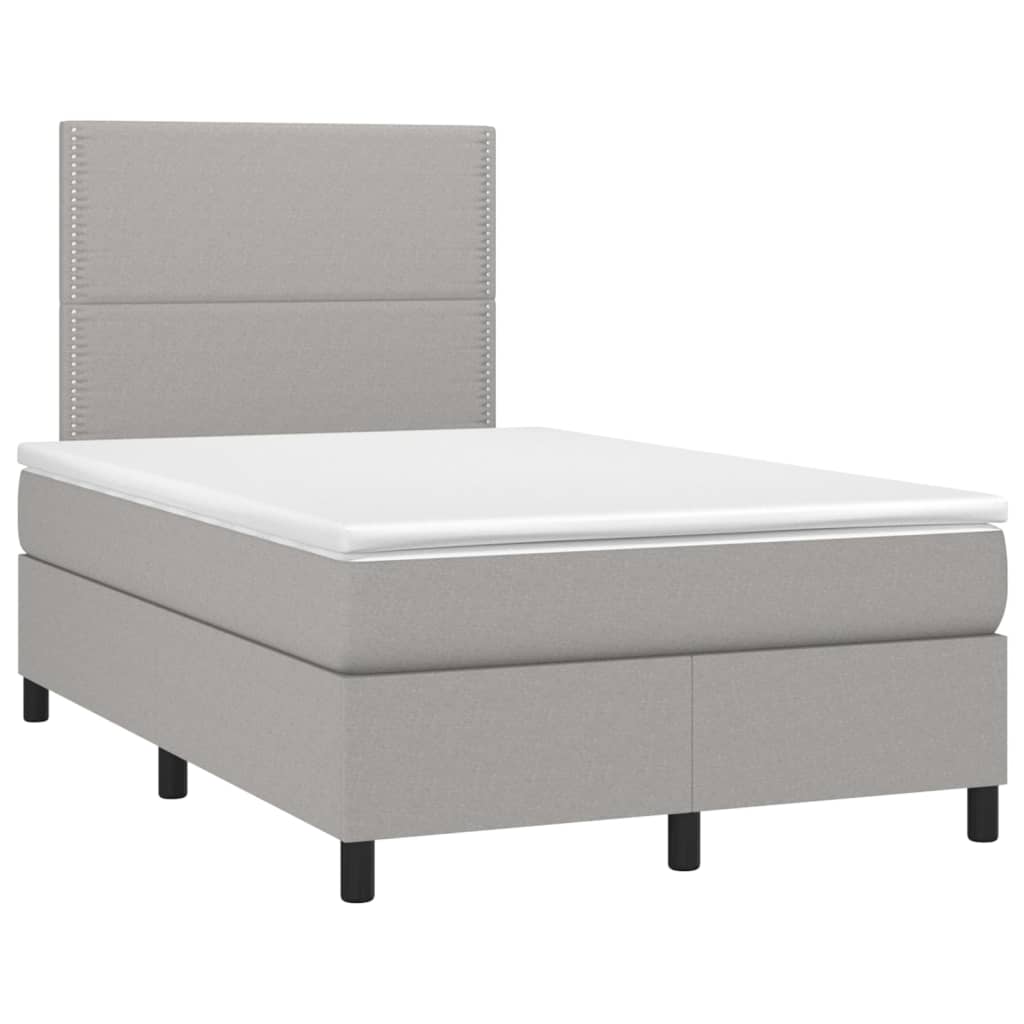 Boxspring met matras en LED stof lichtgrijs 120x200 cm is nu te koop bij PeponiXL, paradijselijk wonen!