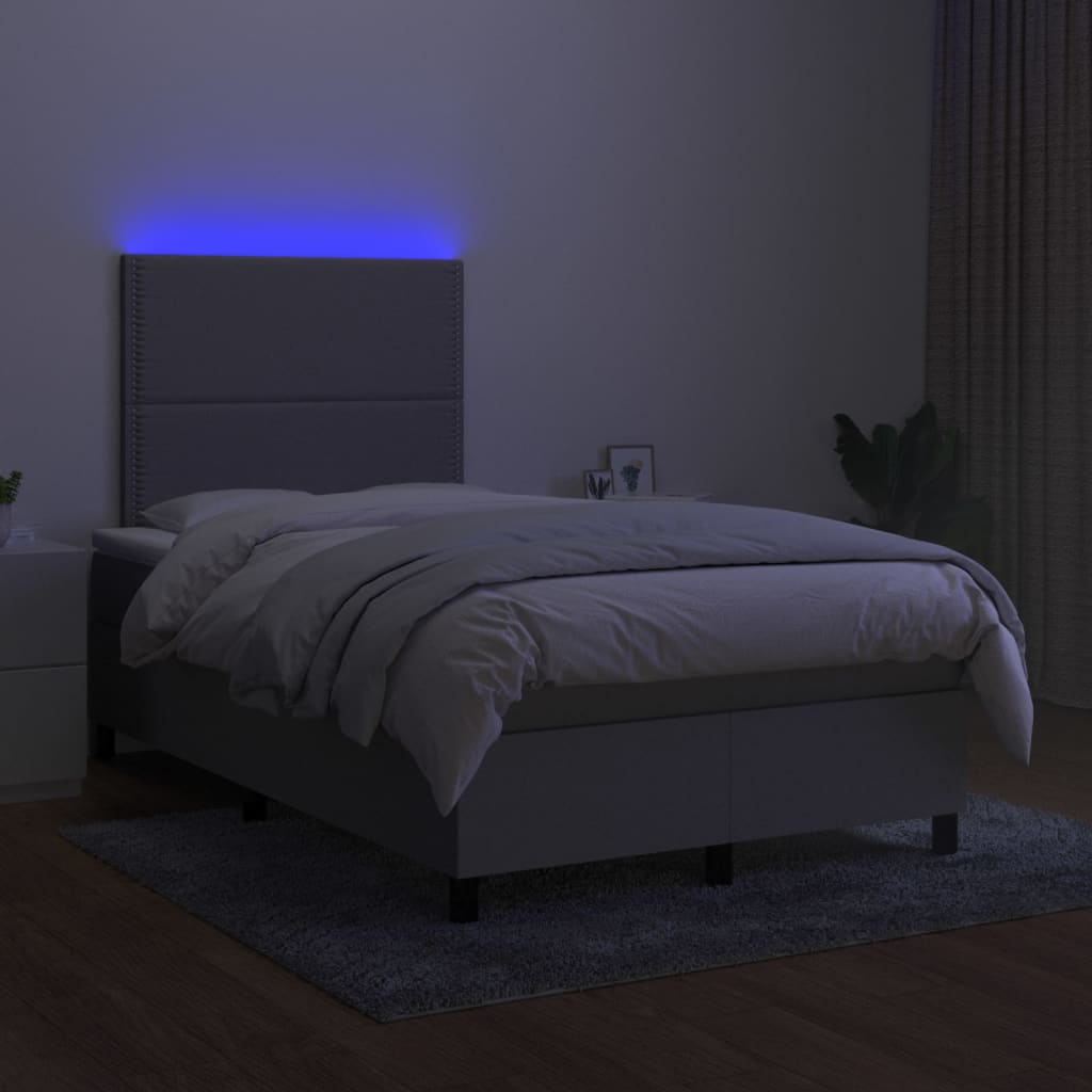 Boxspring met matras en LED stof lichtgrijs 120x200 cm is nu te koop bij PeponiXL, paradijselijk wonen!