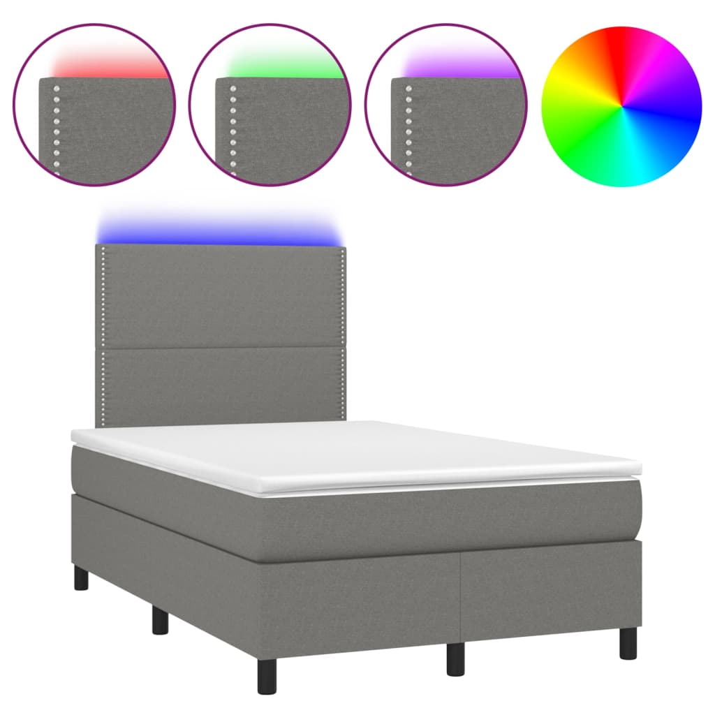 Boxspring met matras en LED stof donkergrijs 120x200 cm is nu te koop bij PeponiXL, paradijselijk wonen!