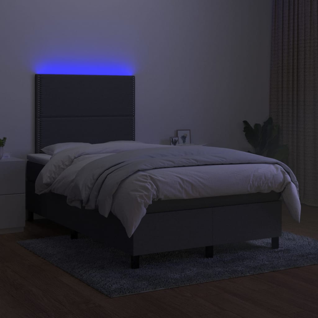 Boxspring met matras en LED stof donkergrijs 120x200 cm is nu te koop bij PeponiXL, paradijselijk wonen!