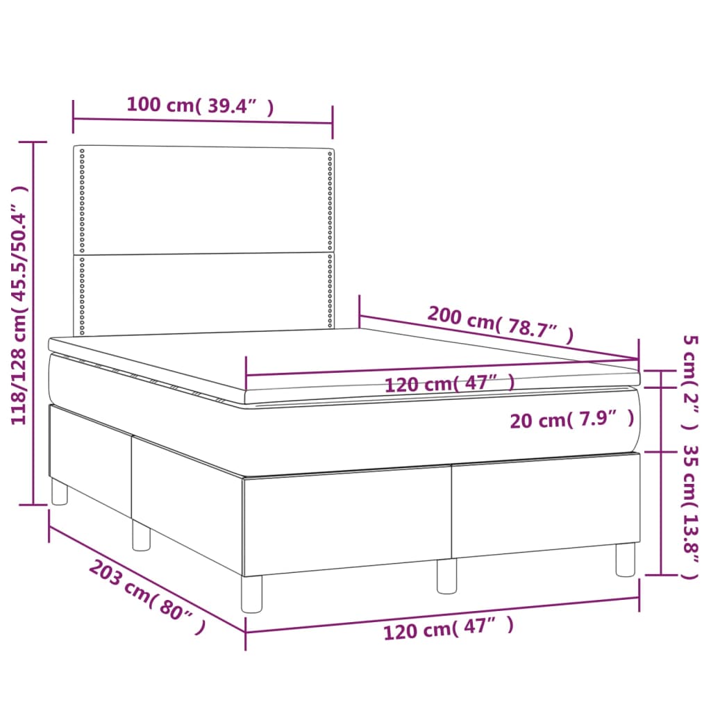 Boxspring met matras en LED stof donkergrijs 120x200 cm is nu te koop bij PeponiXL, paradijselijk wonen!